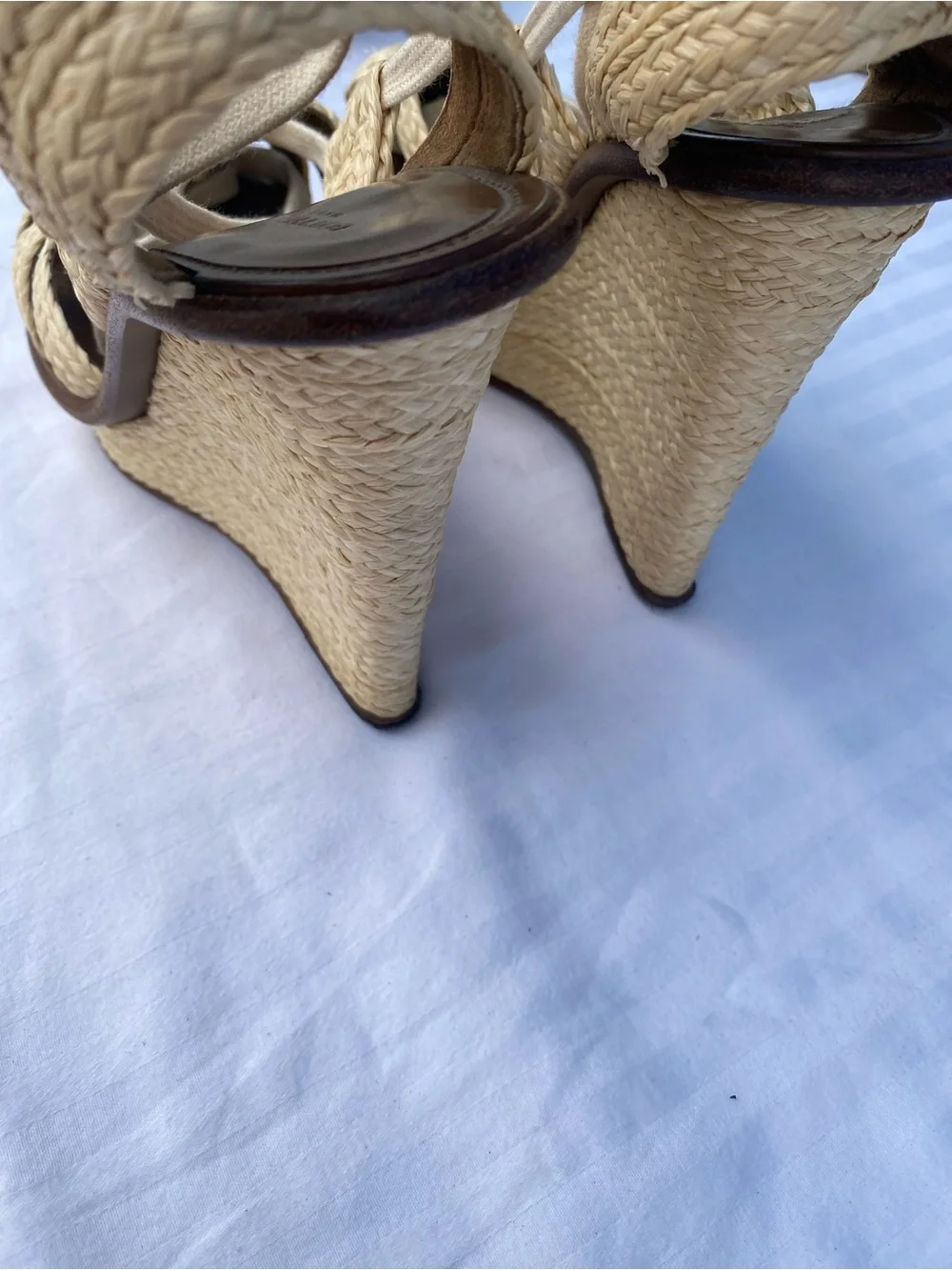 Bottega Veneta Natural Braided Espadrille Lace-Up Sandals